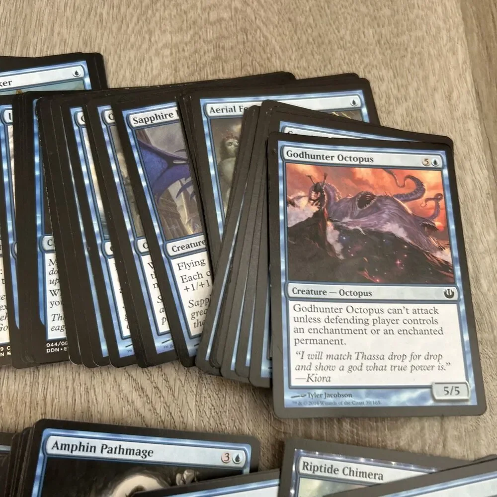 Magic The Gathering Deckmaster Card Lot of 225+ Mixed Blue Cards 2014 Wizards